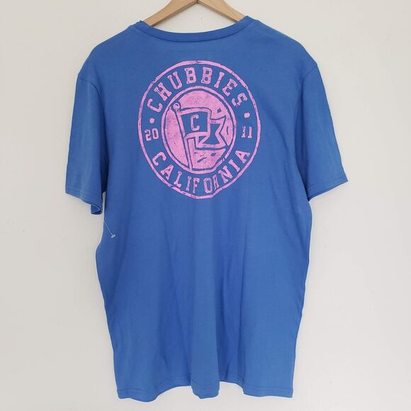 Chubbies Mens SIZE M Blue Pink T-Shirt California Short Sleeve Unisex - Picture 3 of 8